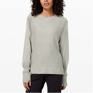 Lululemon Cashlu Knit Pullover Cashmere Relaxed Heathered Green Fern W3EMAS